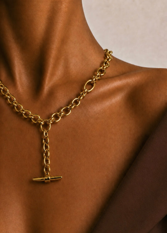 Elise Gold T Bar Necklace Coming Soon